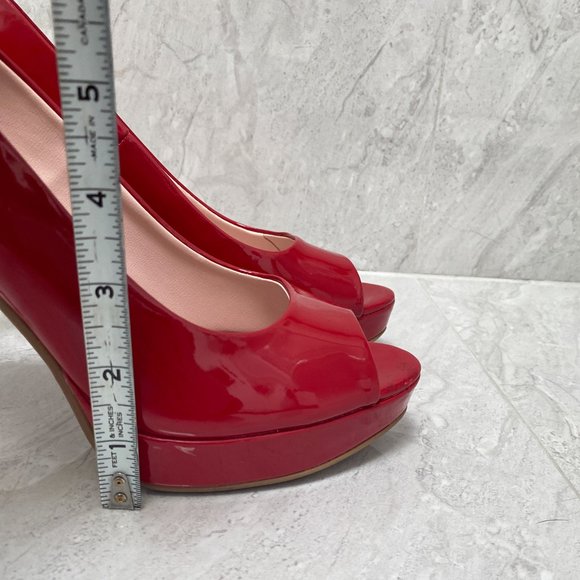 Chinese Laundry Red Patent Holliston Peep Toe Pumps Size 8 - Picture 9 of 15